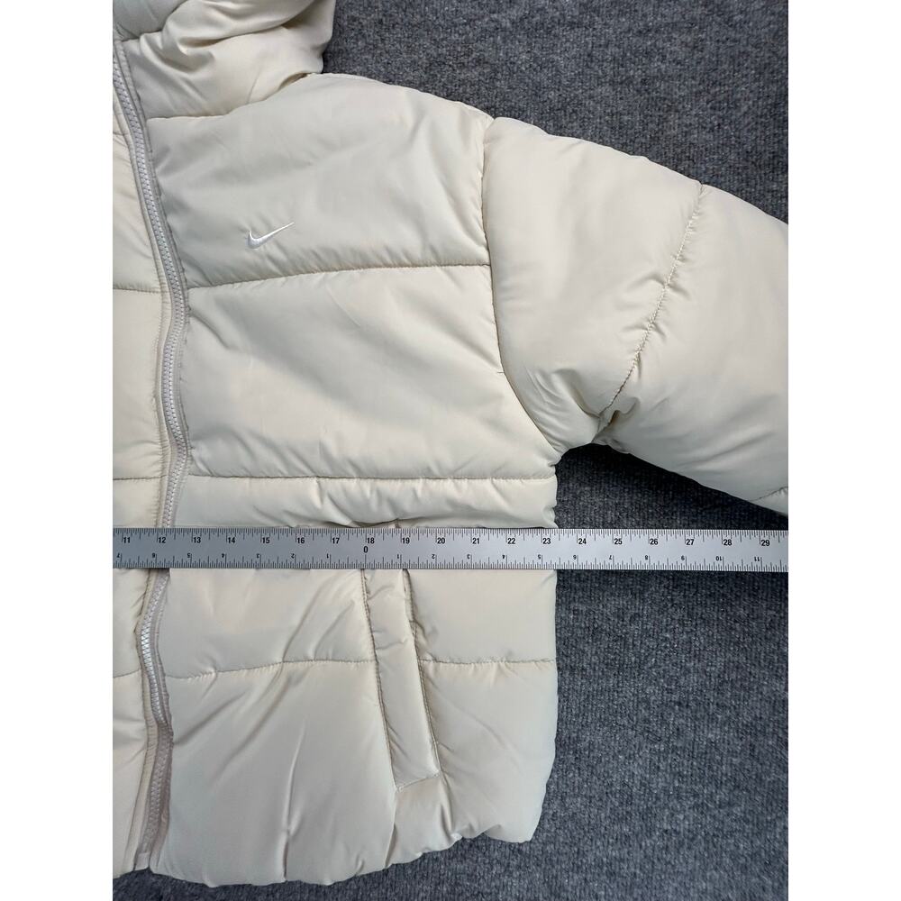 Nike Therma-FIT Hooded Puffer Jacket Women's L Ivory Cream Full Zip Winter Coat - Picture 6 of 7